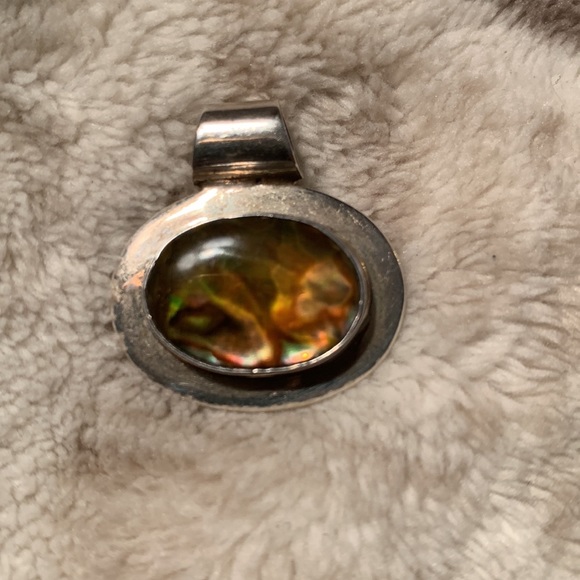 Sterling silver and amber abalone pendant - Picture 2 of 4